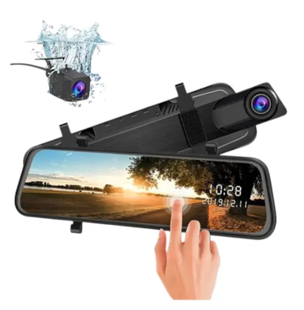 Dashcam - Rétroviseur intérieur, écran tactile de voiture, rétroviseur, avant et arrière, 1080P - AutoSecureCam